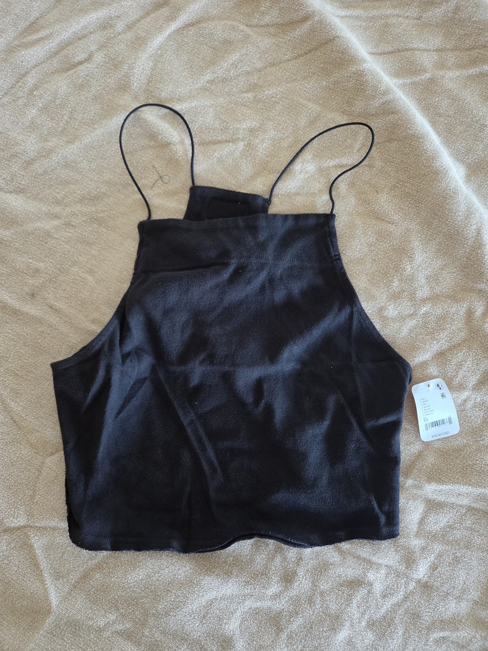 Black High Neck Spaghetti Strap Crop Top